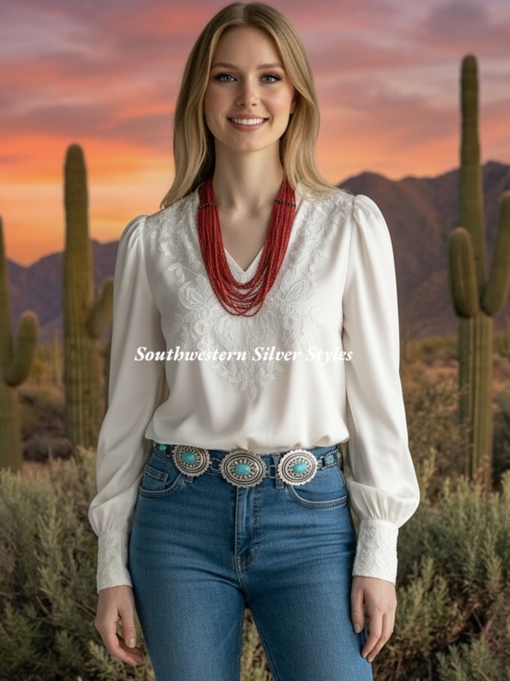 Vintage Southwestern Native American Style Mediterranean Red Coral Bead Necklace